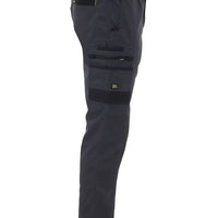 Charcoal work pants with multiple pockets on a white background