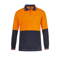 Front of NCC Hi Vis Cotton Back L/S Polo in orange/navy WSP402