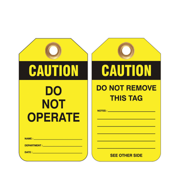 Heavy Duty PVC Tags Caution Do Not Operate 25PK UDT312
