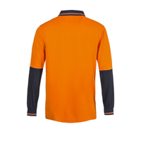 Back of NCC Hi Vis Cotton Back L/S Polo in orange/navy WSP402