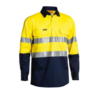 Bisley Men's Hi Vis Closed Front Cool Light Weight Taped Shirt BSC6896