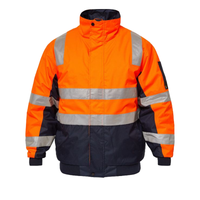 Front of Orange/Navy Bomber Jacket with Bio motion reflective tape WW9011
