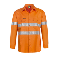 Front of NCC Light Weight Vented Taped Cotton Drill L/S Shirt in orange WS4131