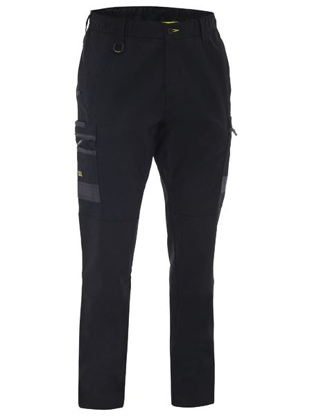 Black work pants with pockets on a white background