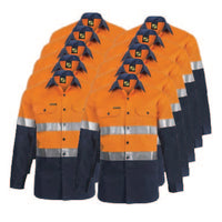 Workcraft Men's Heavy Weight Taped Cotton Drill L/S Shirt 10 Pack WS4000