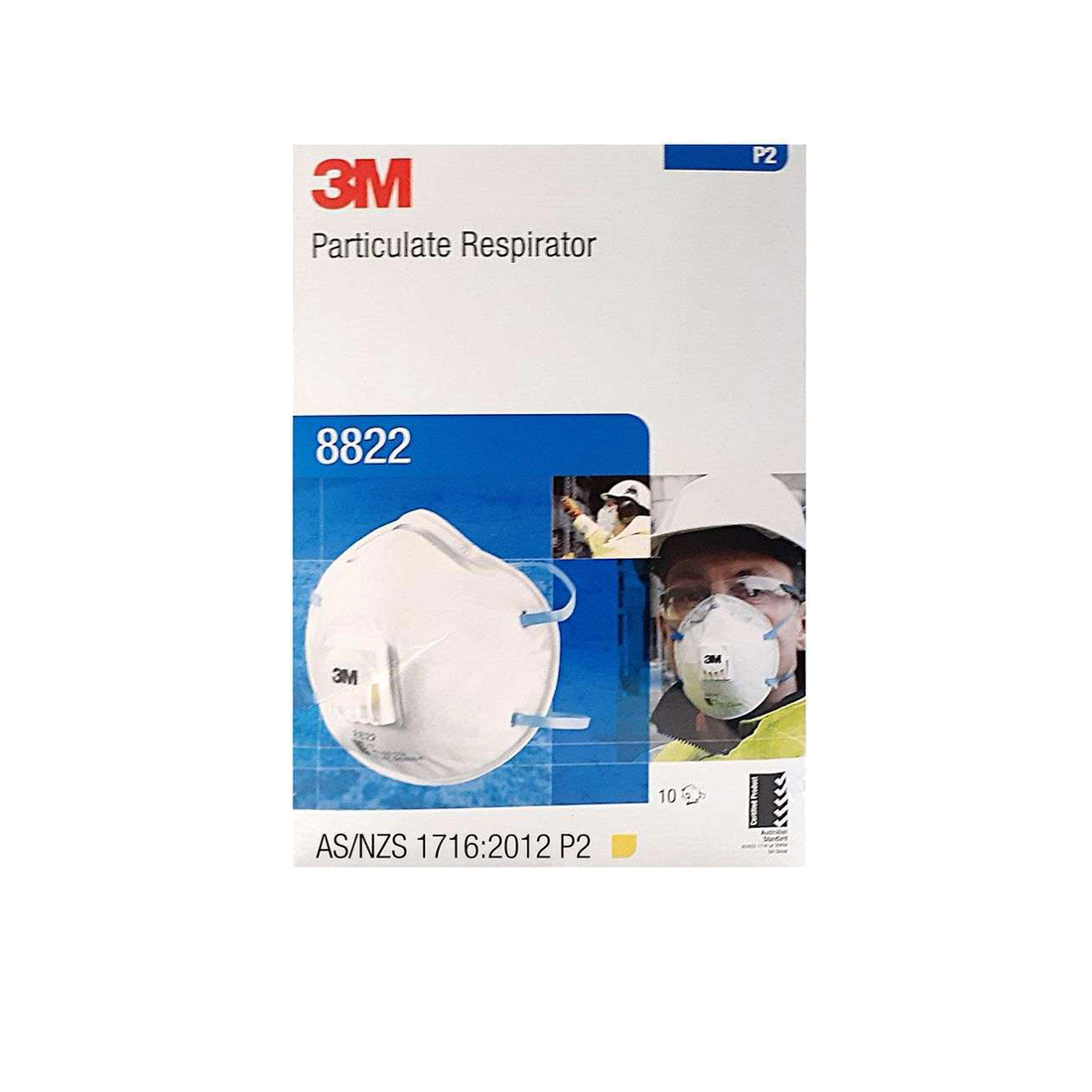 3M Cupped Particulate Respirator P2 Valved Masks10PK 8822