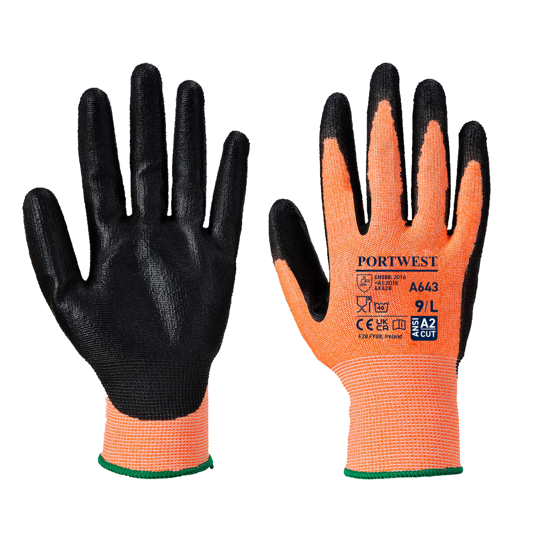 Portwest Amber Nitrile Foam Cut Resistant Gloves 12PK  A643