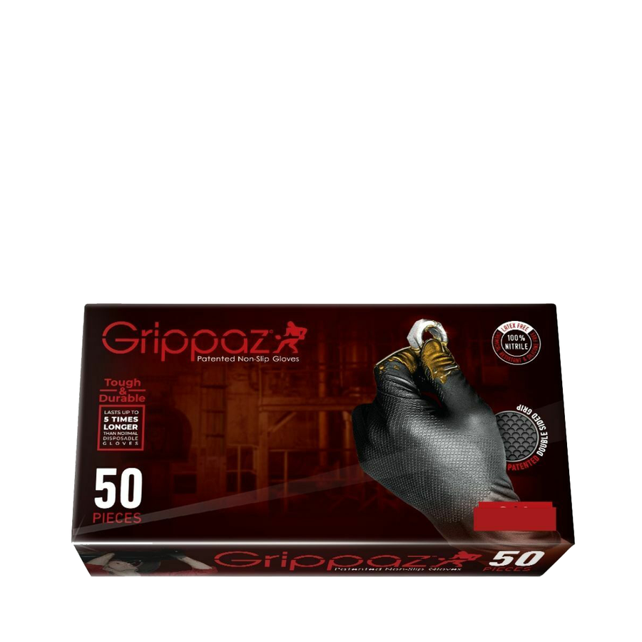 Grippaz Black Nitrile Disposable Gloves 50PK GPAZB