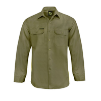 Front of NCC Men's Mid Weight Cotton Drill L/S Shirt in Khaki WS3020