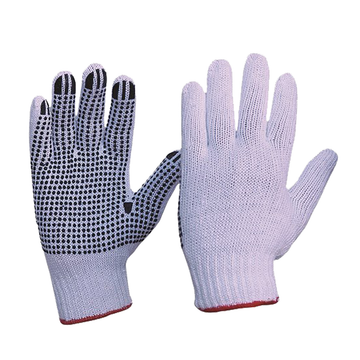 Pro Choice Ladies Knitted Poly/Cotton W/ PVC Dots Gloves 12PK 342KPDBL