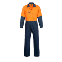 Front of Orange/Navy Cotton Drill Coveralls WC3051