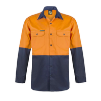 Front of NCC  Heavy Weight Hi Vis Cotton Drill L./S orange/navy Shirt WS3022