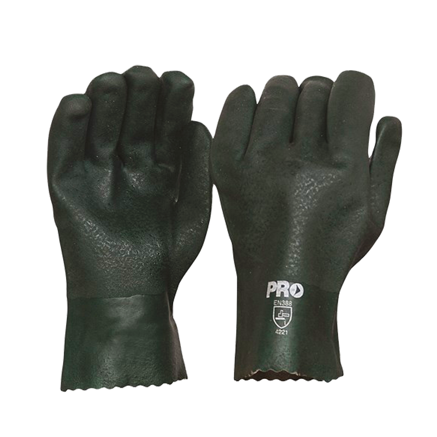 Pro Choice Green PVC Double Dipped 27cm Gloves 12PK PVC27DD