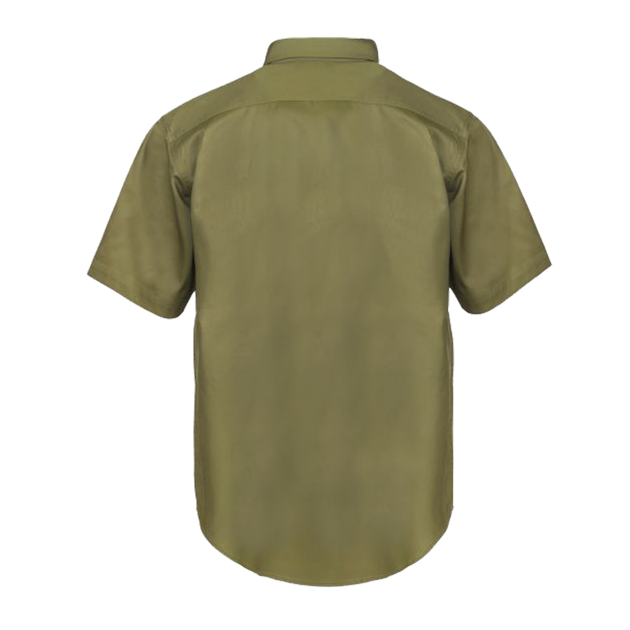 Back of NCC Men's Light Weight Vented Cotton Drill Short sleeve Shirt in Khaki WS4012