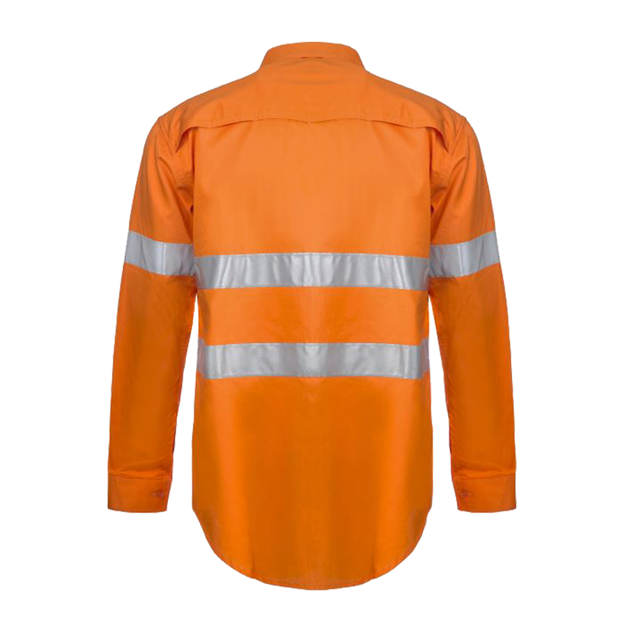 Back of NCC Light Weight Vented Taped Cotton Drill L/S Shirt in orange WS4131