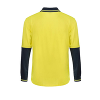 Back of NCC Hi Vis Cotton Back L/S Polo in yellow/navy WSP402
