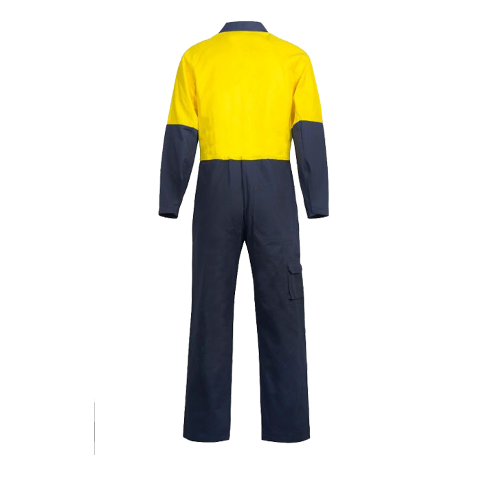 Back of Yellow/Navy Cotton Drill Coveralls WC3051