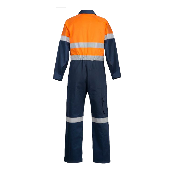 Back of NCC Hi Vis Cotton Drill Taped Coveralls Orange/Navy WC6093