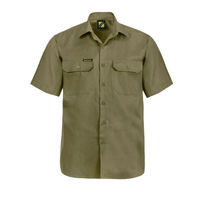Front of NCC Men's Mid Weight Cotton Drill Short sleeve Shirt in Khaki WS3021