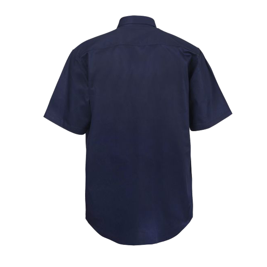 Back of NCC Men's Light Weight Vented Cotton Drill Short sleeve Shirt in Navy WS4012